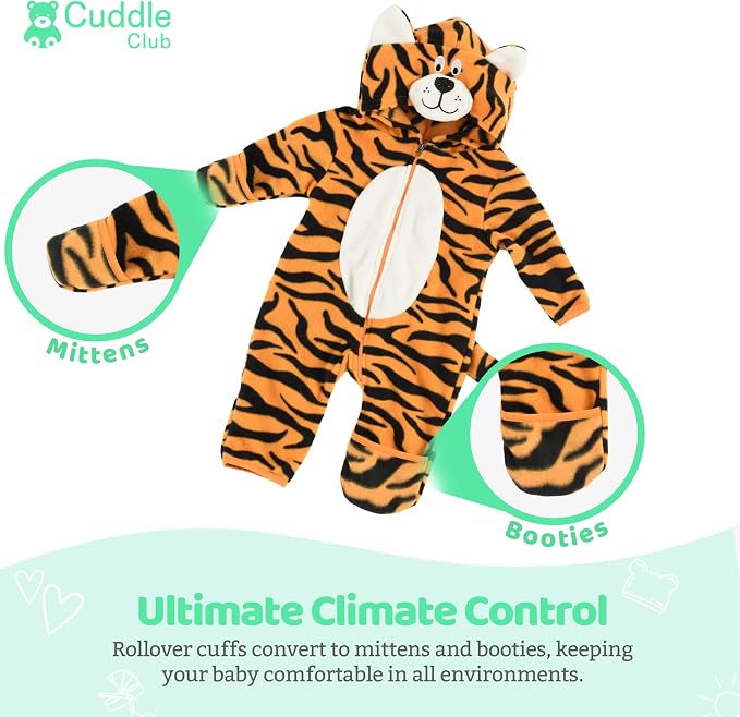 Cuddle Club Fleece Baby Bunting Bodysuit Hoodie, Newborn - Image 3