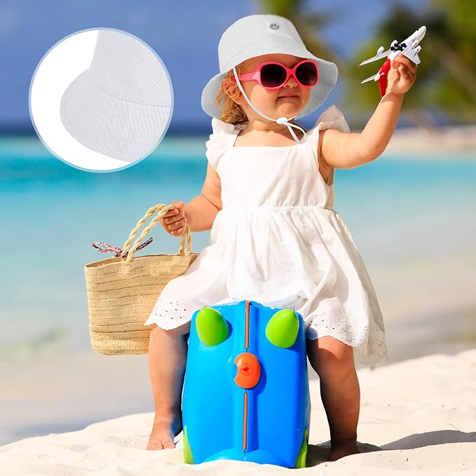 Cooraby 5 Pack Baby Sun Hat Adjustable Smile Bucket Hat Sun Protective Cap - Image 7