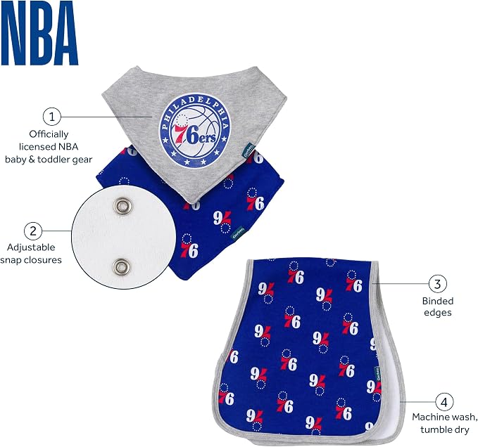 Gerber Baby NBA Bandana Bib and Burp Cloth Set - Image 6