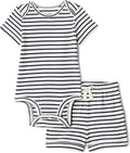 Amazon Essentials Unisex Toddlers' Short Sleeve 100% Cotton Bodysuit and Short by AmazonEssentials