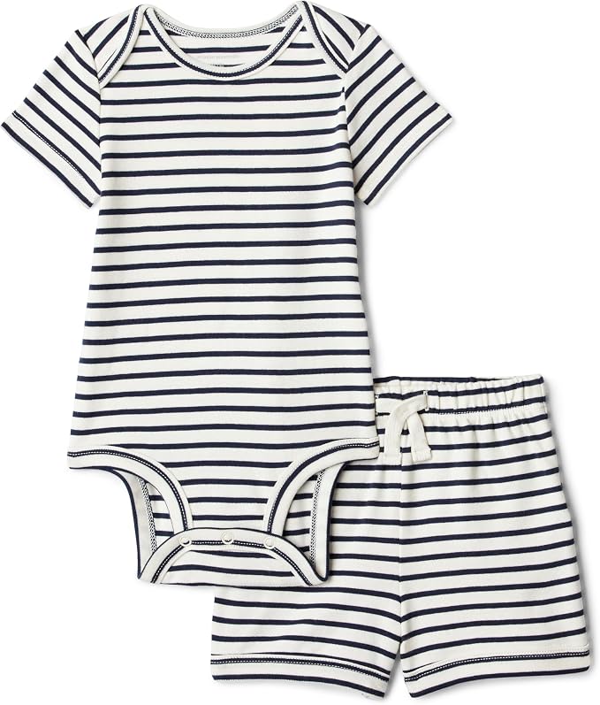 Amazon Essentials Unisex Toddlers' Short Sleeve 100% Cotton Bodysuit and Short by AmazonEssentials