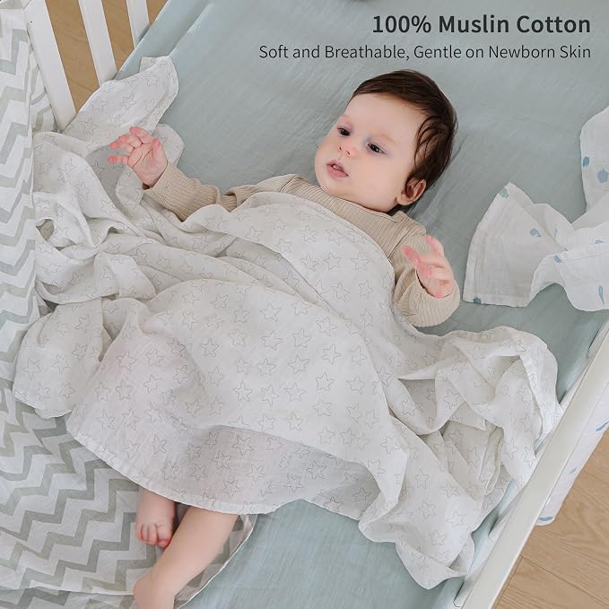 POMISO Muslin Swaddle Blankets for Boys & Girls, Newborn Receiving Blankets - Image 2