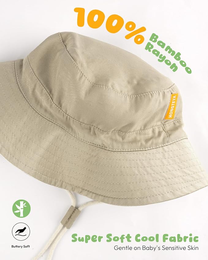 Baby Sun Hat for Toddler Kids Bamboo Rayon Bucket Hat Summer Beach Sun - Image 3