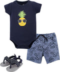 Hudson Baby Unisex Baby Cotton Bodysuit, Shorts and Shoe Set by HudsonBaby
