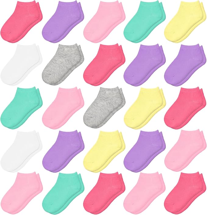 25 Pairs Toddler Girls Ankle Socks Soft Low Cut by SPTRAMLE