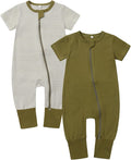 Baby Boy Girl Infant Rompers Short Sleeve Cotton Zipper Footless Summer by BeiVSlley