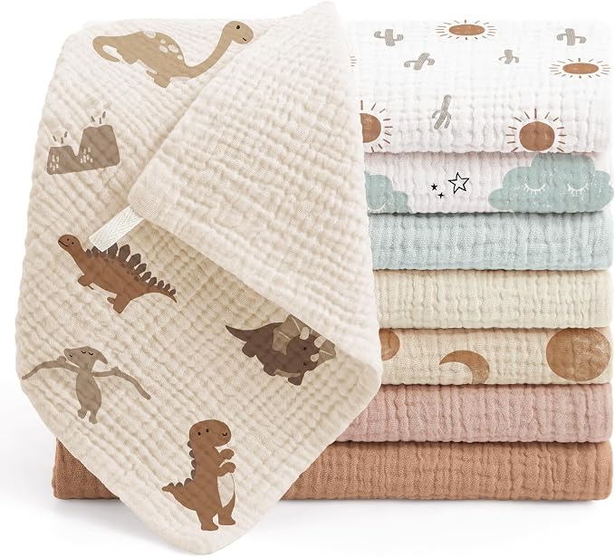 Bearmoss Muslin Burp Cloths 100% Cotton Cloths Baby Burp Cloths Muslin by Bearmoss