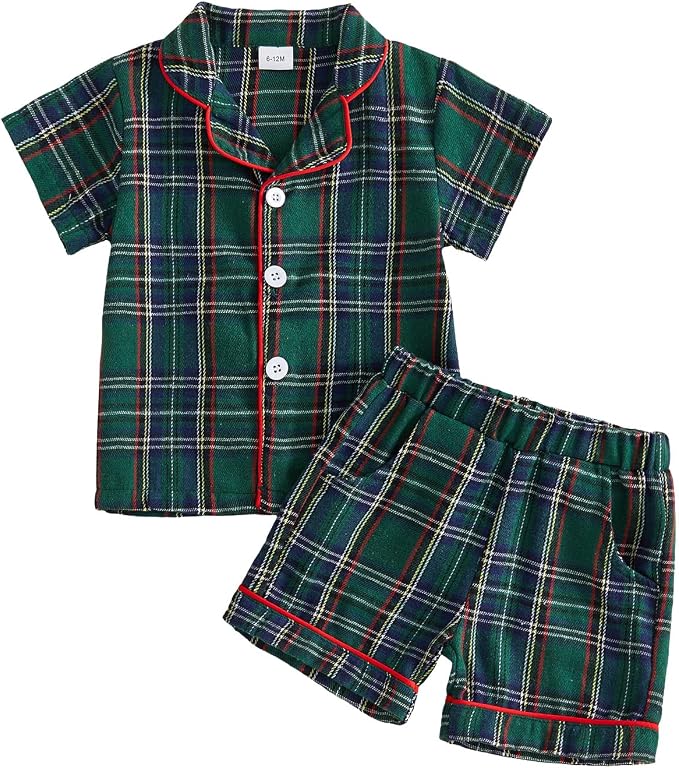 Kuriozud Toddler Baby Girl Pajamas Set Summer Floral Short Sleeve Button Down by Kuriozud
