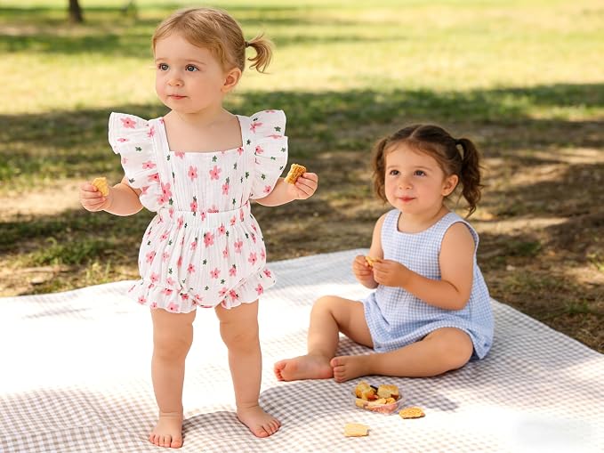 YOUNGER TREE Toddler Baby Girl Ruffled Sleeveless Romper Casual Summer Jumpsuit - Image 2