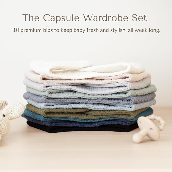 Konssy 10 Pack Baby Muslin Bandana Bibs - Image 8