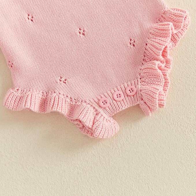 Mubineo Baby Girl Fall Winter Clothes Basic Plain Cute Sweater Romper Outfit - Image 7
