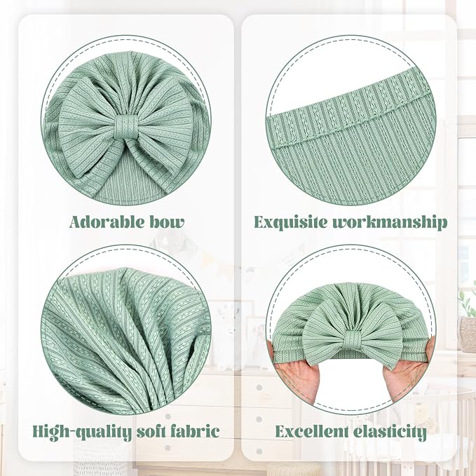 Cinaci 4 Pieces Baby Girls Turban Hats - Image 3