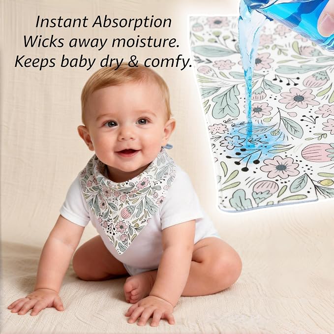 JUVA Baby Bandana Drool Bibs 6pk, Organic Cotton, Absorbent & Reversible | 100% - Image 6