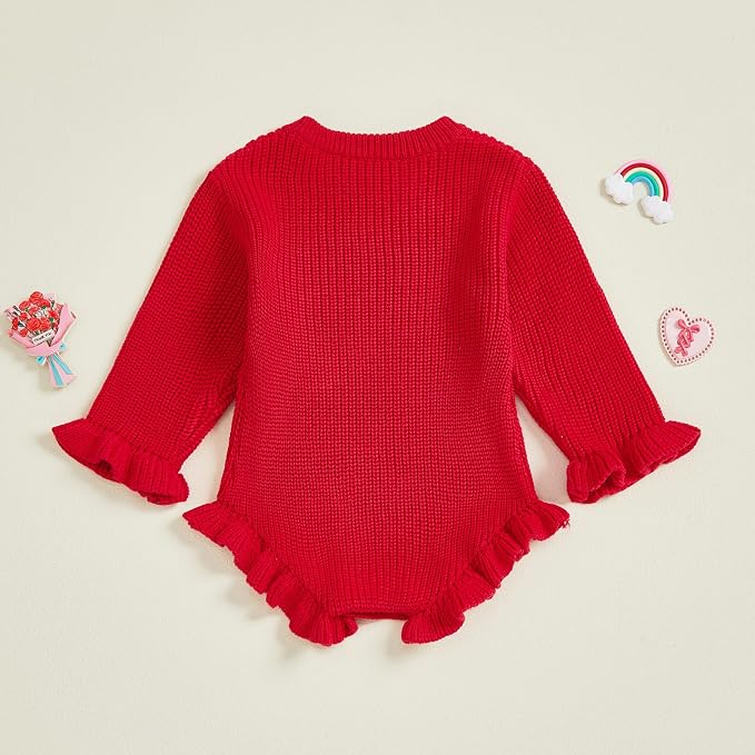 Mubineo Baby Girl Fall Winter Clothes Basic Plain Cute Sweater Romper Outfit - Image 5