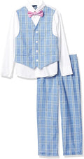 Nautica Boys' 4-Piece Formal Suit Set with Vest, Pants, Collared Dress Shirt, and Tie