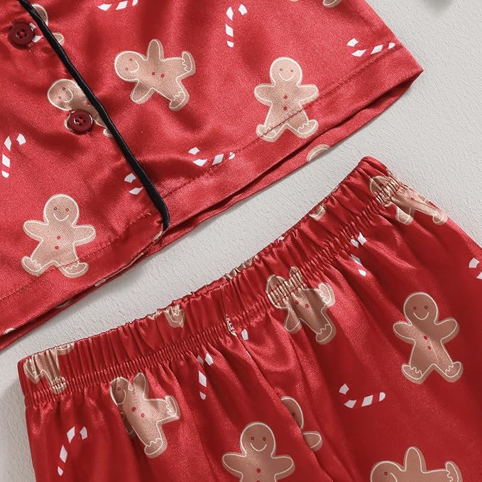 Kids Baby Girl Boy Satin Pajamas Set Button Down Sleep Shirt Top+Long Pants - Image 4