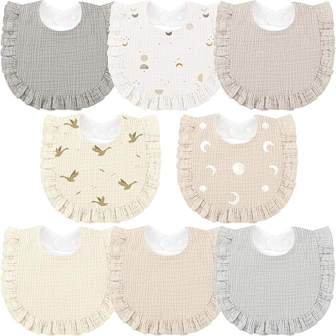 Bearmoss 8 Pack Muslin Baby Bibs by Bearmoss