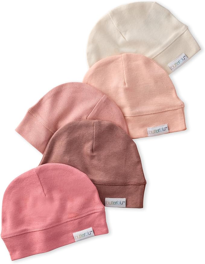 Charlie 5-Pack Caps 100% Organic Cotton Beanie Hats | GOTS certified Organic by Butterblu