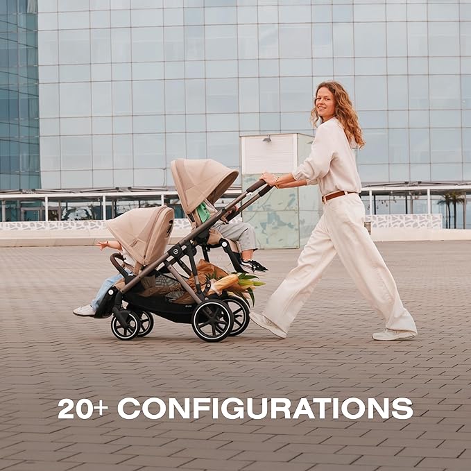 Cybex Gazelle S All-in-One Toddler and Baby Stroller with Over 20 Modular Configurations, Ergonomic Near-Flat Recline, Shopper Basket, and Compact Fold, Moon Black, Black Frame