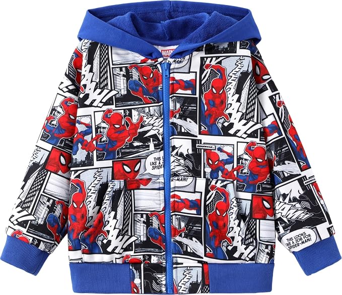 Marvel Zipper Hoodie Spiderman Hood Sweatshirt Hulk Cardigan Boy Girl 2-12Y | by Marvel