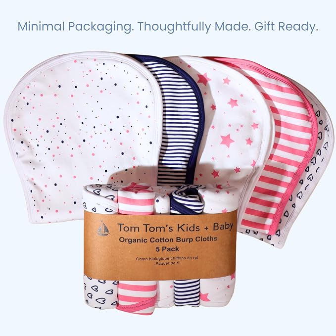 Tom Tom's Kids + Baby Organic Baby Burp Cloths 5 Pack - Image 8