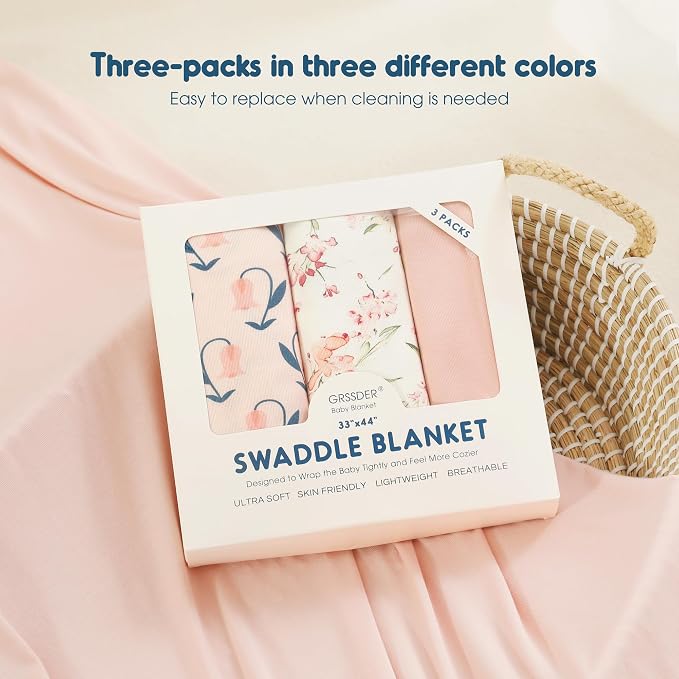 3-Pack Ultra Soft Stretchy Jersey Knit Baby Swaddle Blankets, 33x44 | Snug - Image 6
