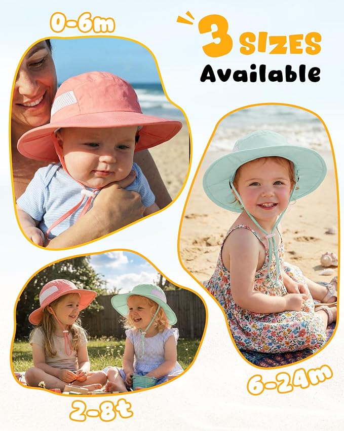 HONGTEYA 2 Pack Baby Sun Hat Infant Toddler Boys Girls Sun Protection Bucket - Image 6