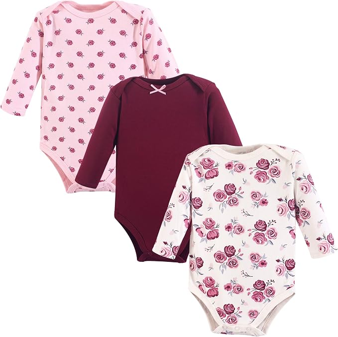 Hudson Baby Baby Girls' Cotton Long-sleeve Bodysuits 3-pack - Image 2