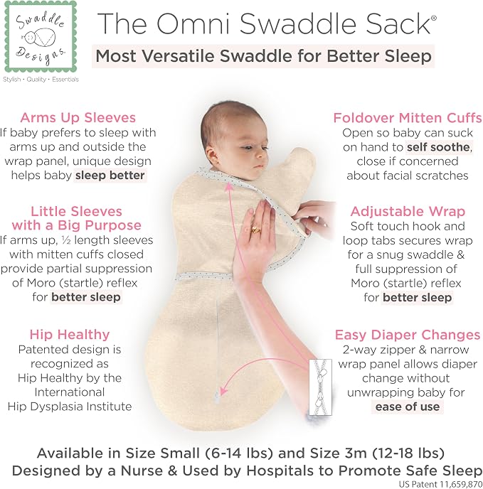 SwaddleDesigns 6-Way Omni Swaddle Sack, Arms Up Swaddle - Image 2