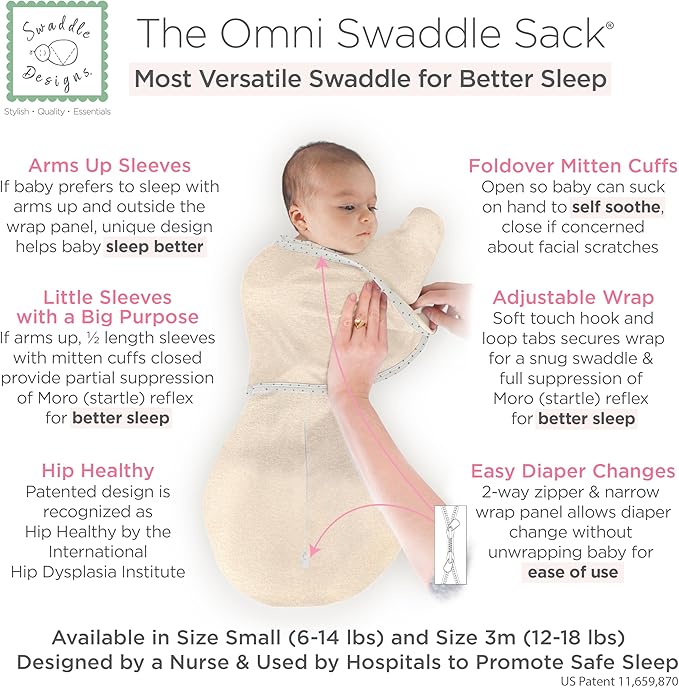 SwaddleDesigns 6-Way Omni Swaddle Sack, Arms Up Swaddle - Image 2