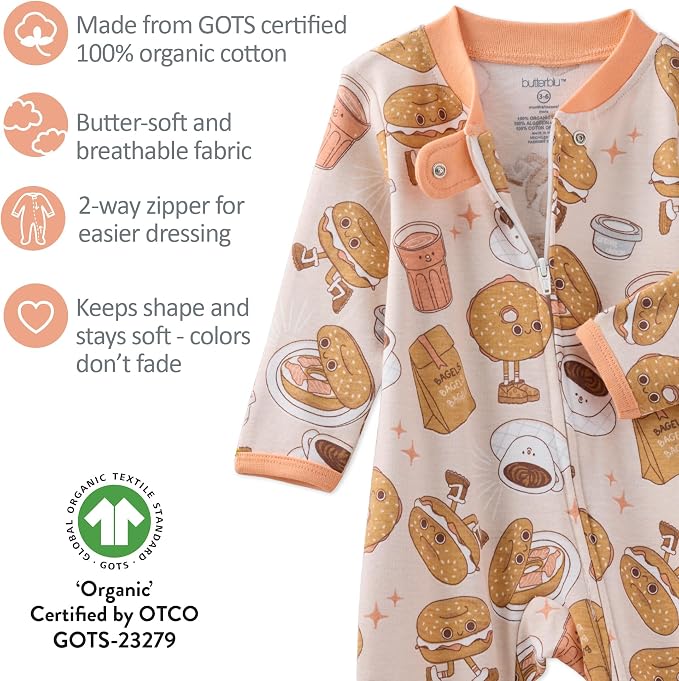 Butterblu Scout Sleep & Play 100% Organic Cotton Footed Zip Front PJs | GOTS - Image 7