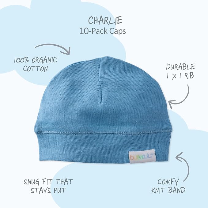 Butterblu Charlie 10-Pack Caps 100% Organic Cotton Beanie Hats | GOTS certified - Image 3