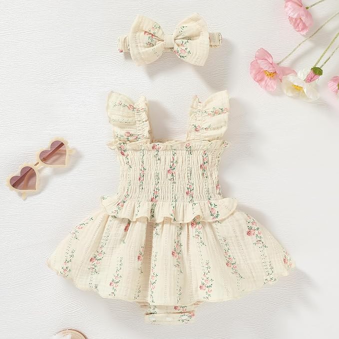 YOUNGER TREE Baby Girl Clothes Ruffle Romper Boho Dress Summer Cake Smash - Image 7