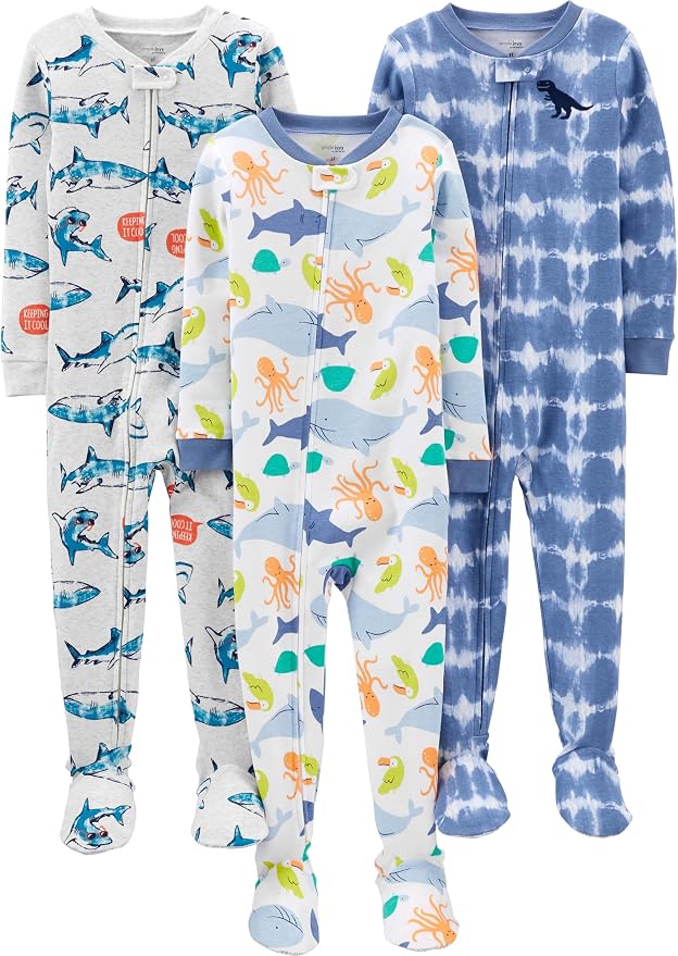 Simple Joys by Carter's Baby Boys 3 pack Snug Fit Footed Cotton Pajamas by SimpleJoysbyCarters