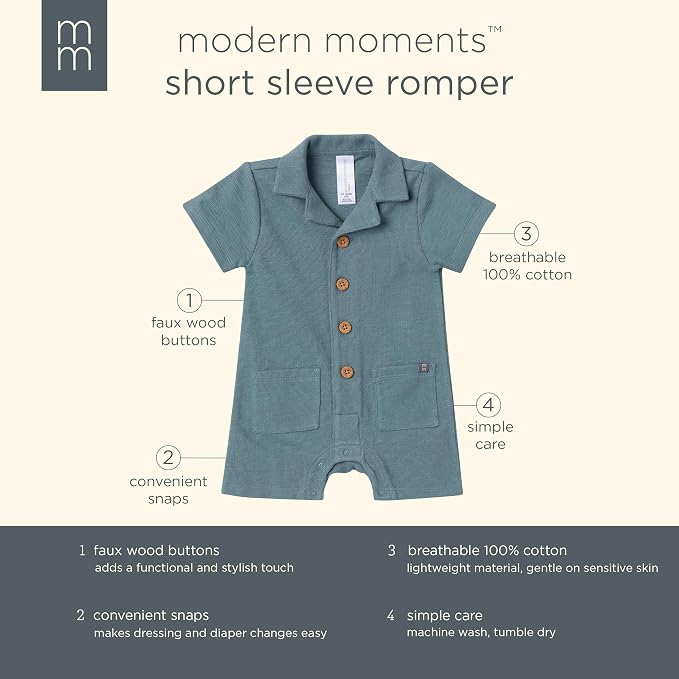 Modern Moments by Gerber Baby Boys' Short Sleeve Romper - Image 5