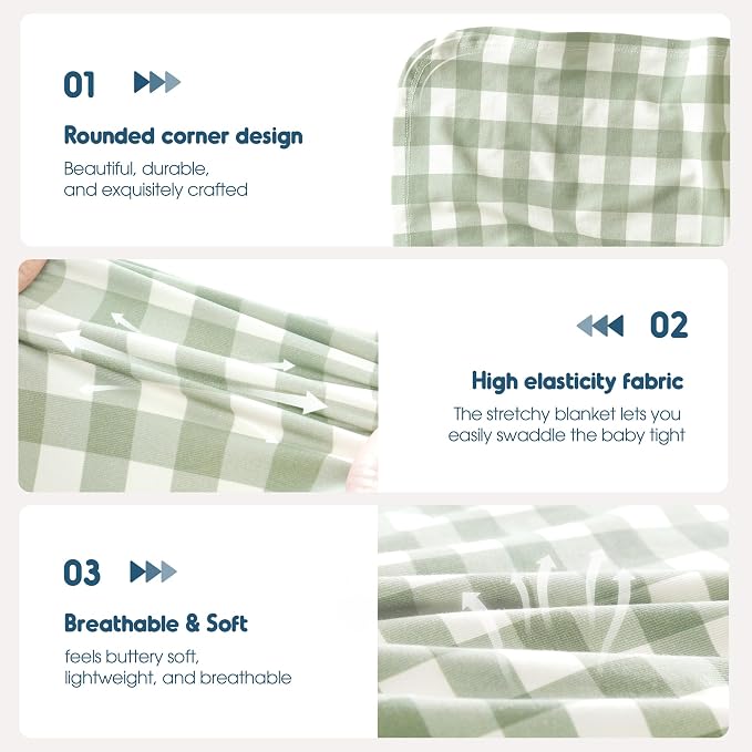 3-Pack Ultra Soft Stretchy Jersey Knit Baby Swaddle Blankets, 33x44 | Snug - Image 6