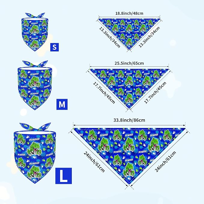 7 PCS Medium Dinosaurs Dog Bandanas Hemming Seam Edge Dog Bandana - Image 2