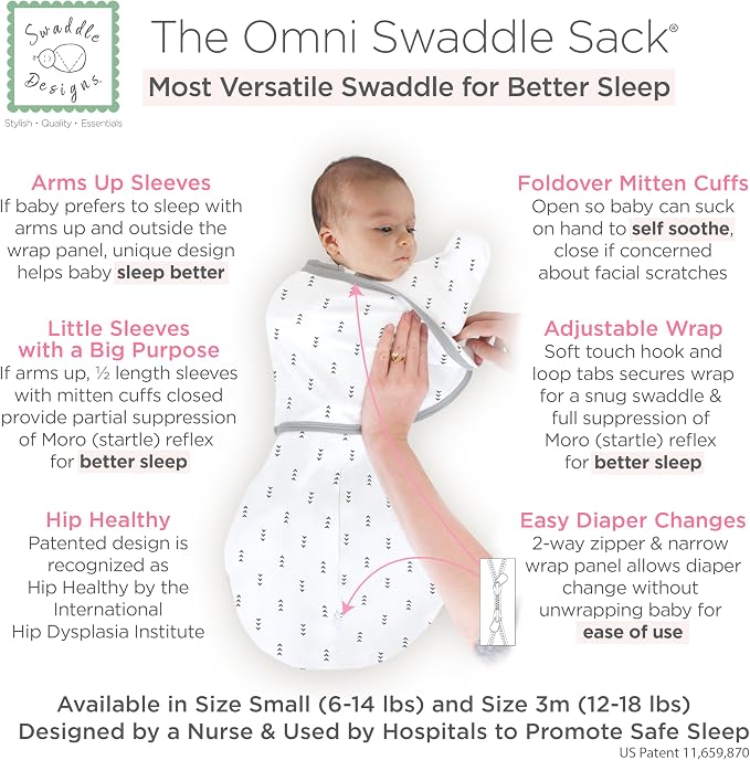 SwaddleDesigns 6-Way Omni Swaddle Sack, Arms Up Swaddle - Image 2