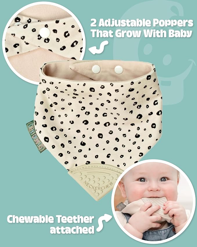 Cheeky Chompers Neckerchew Teething Bib, 2-in-1 Bandana Style Bib w/Food Grade - Image 2