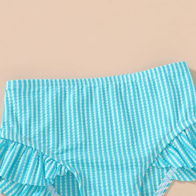 YOUNGER TREE Toddler Girls Two Pieces Swimsuit Color Block Stripe Swimwear Summer Beach Bathing Suit 18M-5T