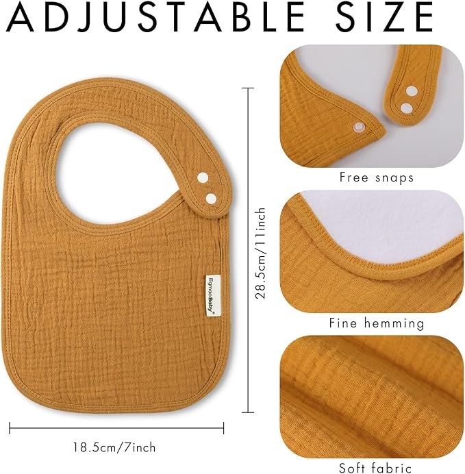 Muslin Baby Bibs for Drooling and Teething, Bibs for Boys Girls | Soft Cotton - Image 6