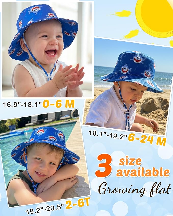 Baby Sun Hat Kids Summer Sun Protection Toddler Bucket Hat Wide Brim Adjustable - Image 5