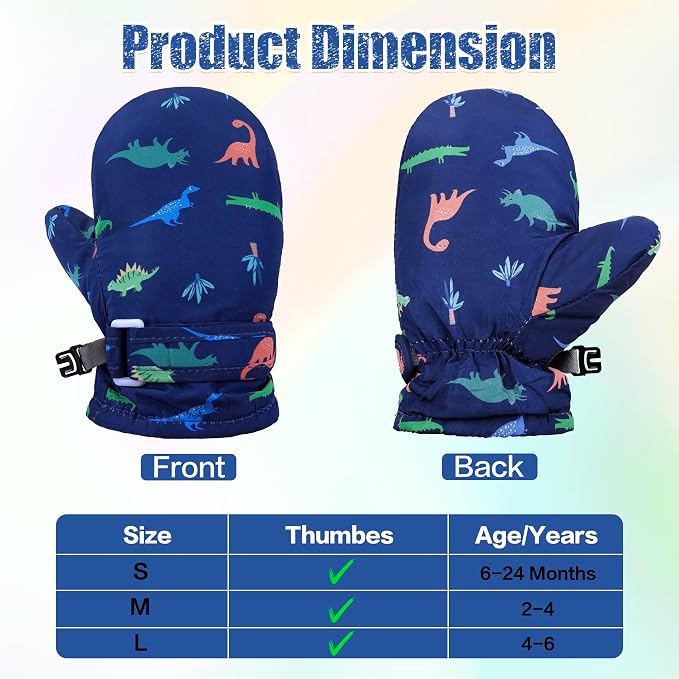 Toddler Mittens Lined Fleece Snow Gloves - Image 4