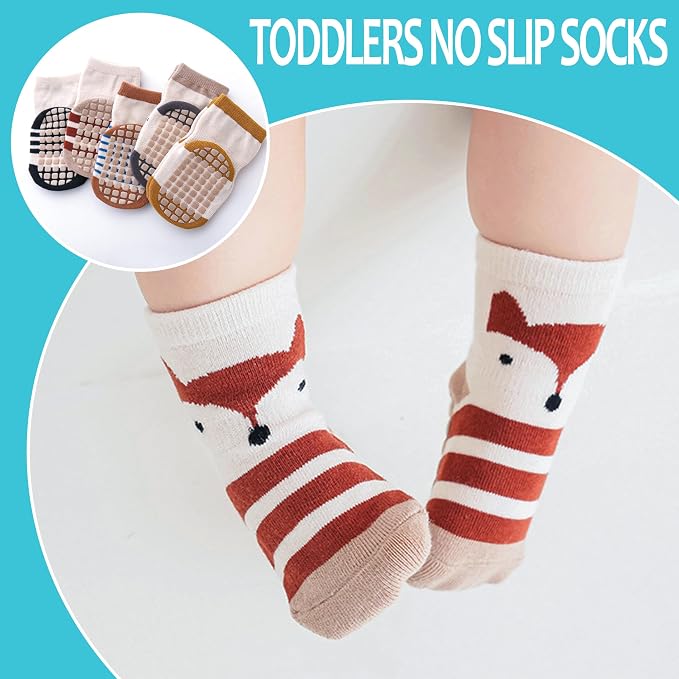 TRUEHAN 5 Pairs Toddler Non Slip Socks - Image 5