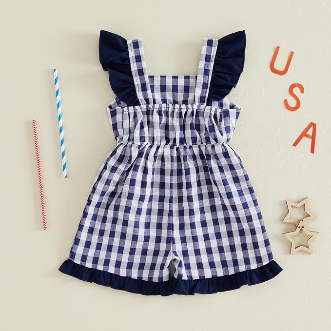 Little Girl Romper Toddler Overalls Summer Bow Jumpsuit Boho Outfit 6M-5T - Image 8