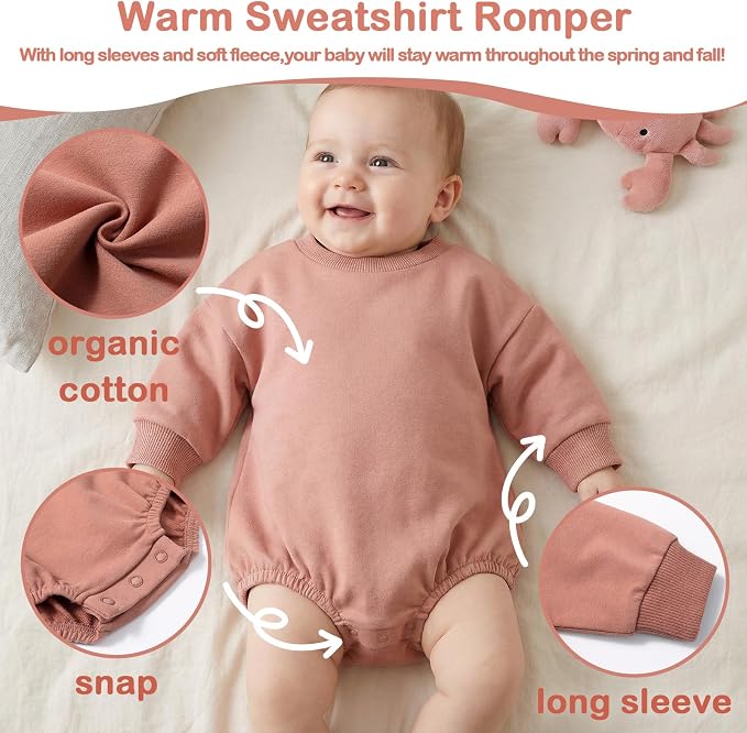 Bafeicao Baby Boy Girl Sweatshirt Romper Bubble Romper | Organic Cotton - Image 2