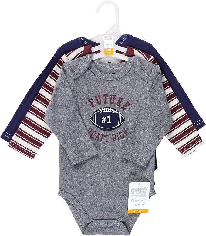 Hudson Baby baby-boys Cotton Long-sleeve Bodysuits 3-pack - Image 2