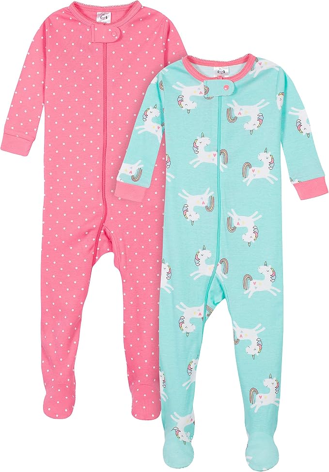 Gerber Baby Girls 2-Pack Footed Pajamas by Gerber