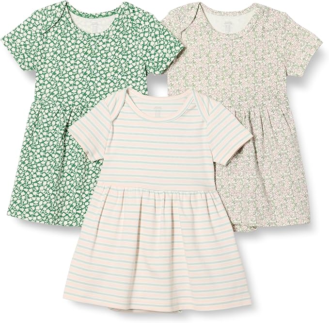 Amazon Essentials Baby Girls' Short Sleeve Bodysuit Dress, Everyday Dresses by AmazonEssentials