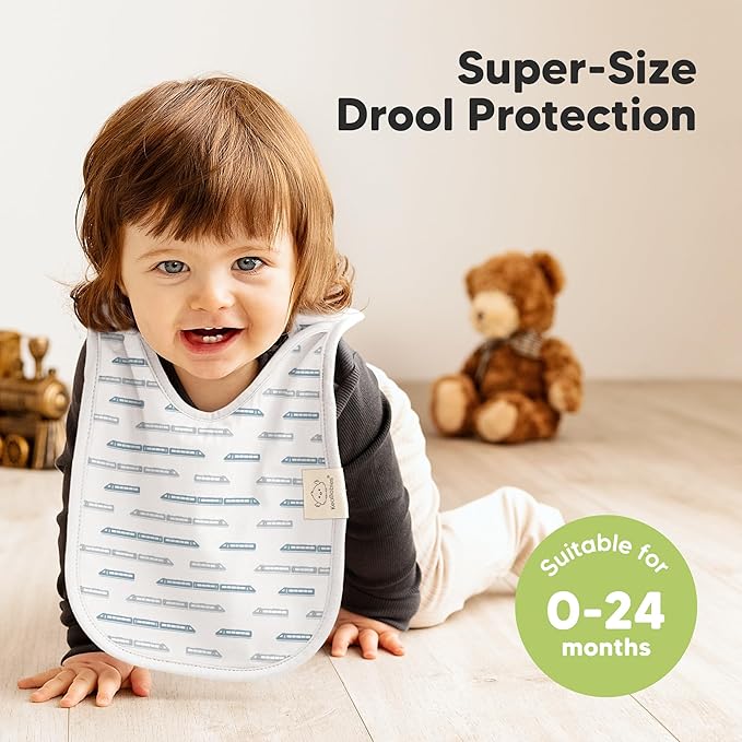 8-Pack Baby Bibs for Boys, Girls - Pullover Bibs for Drooling Teething Baby Girl & Boy Toddler, Newborn, Soft & Absorbent, Cute Colors, Large Torso Coverage Keep Infant Clean & Dry (Vessels)